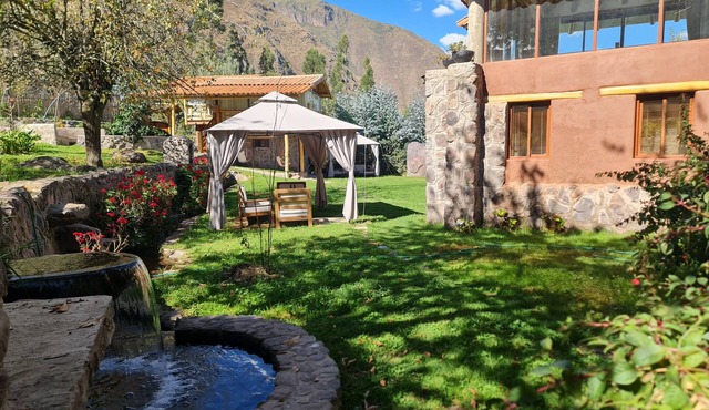 Comfortable modern house with large garden, stunning mountain views.
