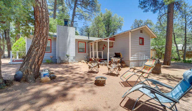 Grill + Fire Pit: Payson Vacation Rental Cabin