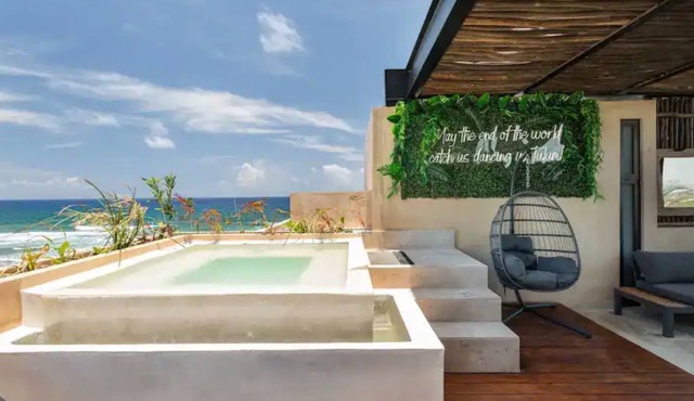 Luxury Beachfront Penthouse | Private Pool + Mayan Ruins